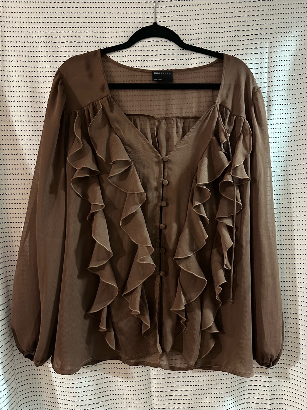 ASOS brown Ruffle Front Blouse